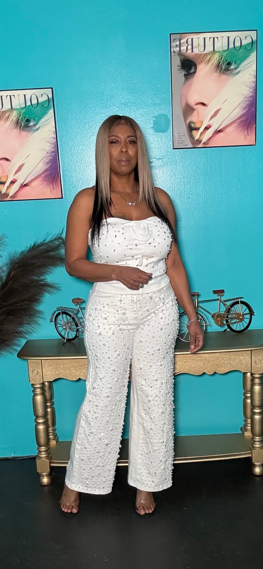 White pearl jeans