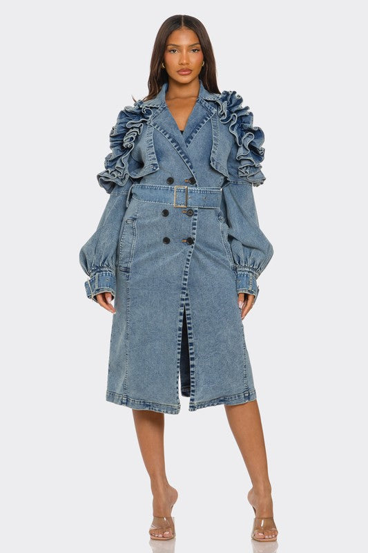 Denim trench