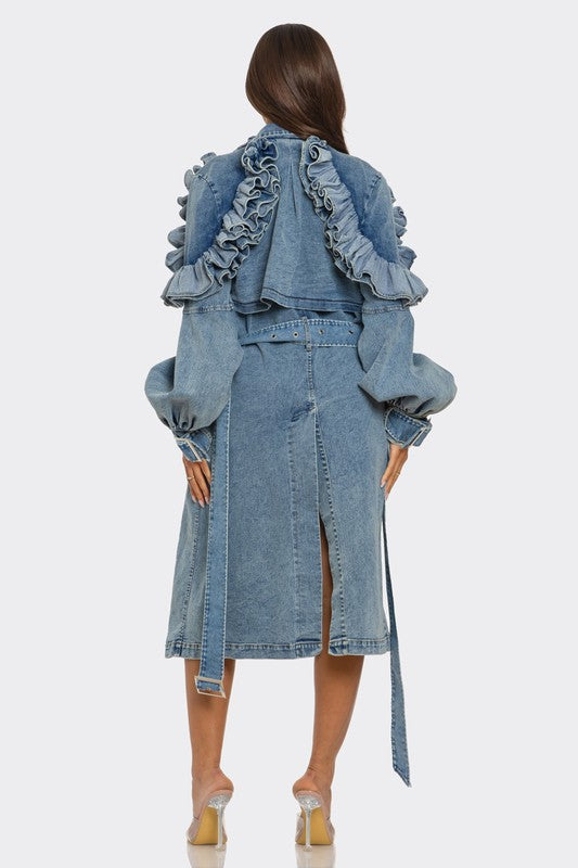 Denim trench
